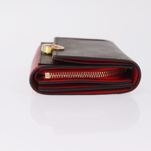 LOUIS VUITTON Monogram Portefeuille Flore Compact Wallet Red M64587 Auth 213188