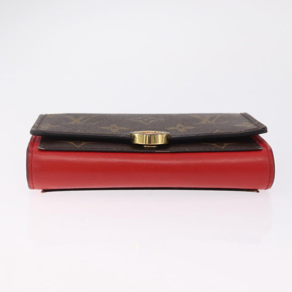 LOUIS VUITTON Monogram Portefeuille Flore Compact Wallet Red M64587 Auth 213188