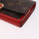 LOUIS VUITTON Monogram Portefeuille Flore Compact Wallet Red M64587 Auth 213188-9