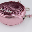Miu Miu Key Holder Pouch Leather Sequins Pink Silver Auth 213189M-10