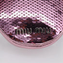 Miu Miu Key Holder Pouch Leather Sequins Pink Silver Auth 213189M-12