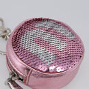 Miu Miu Key Holder Pouch Leather Sequins Pink Silver Auth 213189M-14