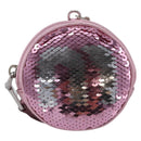 Miu Miu Key Holder Pouch Leather Sequins Pink Silver Auth 213189M-2