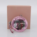 Miu Miu Key Holder Pouch Leather Sequins Pink Silver Auth 213189M-22