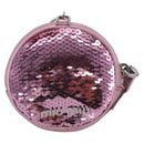 Miu Miu Key Holder Pouch Leather Sequins Pink Silver Auth 213189M-3
