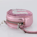 Miu Miu Key Holder Pouch Leather Sequins Pink Silver Auth 213189M-4