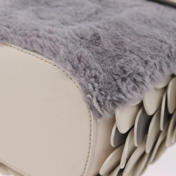 kate spade Otherfoot 3D Owl Shoulder Bag Leather White Silver Auth 213193A