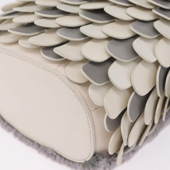 kate spade Otherfoot 3D Owl Shoulder Bag Leather White Silver Auth 213193A