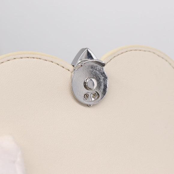 kate spade Otherfoot 3D Owl Shoulder Bag Leather White Silver Auth 213193A