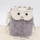 kate spade Otherfoot 3D Owl Shoulder Bag Leather White Silver Auth 213193A-28