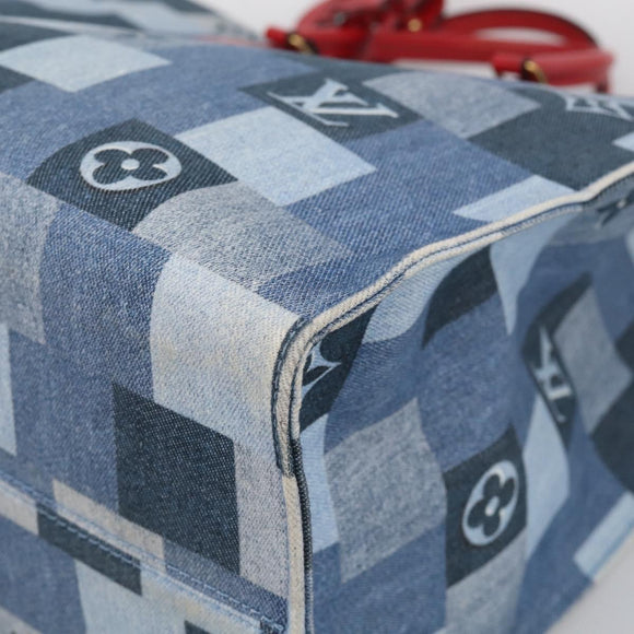 LOUIS VUITTON Monogram Denim On The Go GM Tote Bag Blue M44992 LV Auth 213194V
