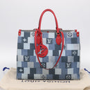 LOUIS VUITTON Monogram Denim On The Go GM Tote Bag Blue M44992 LV Auth 213194V-28