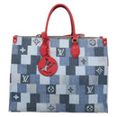 LOUIS VUITTON Monogram Denim On The Go GM Tote Bag Blue M44992 LV Auth 213194V-2
