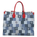 LOUIS VUITTON Monogram Denim On The Go GM Tote Bag Blue M44992 LV Auth 213194V-3