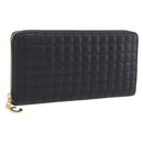 CELINE Long Wallet Leather Gold Black Auth 213198SAM-1