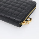 CELINE Long Wallet Leather Gold Black Auth 213198SAM-10