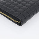 CELINE Long Wallet Leather Gold Black Auth 213198SAM-11