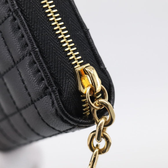 CELINE Long Wallet Leather Gold Black Auth 213198SAM