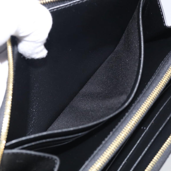 CELINE Long Wallet Leather Gold Black Auth 213198SAM