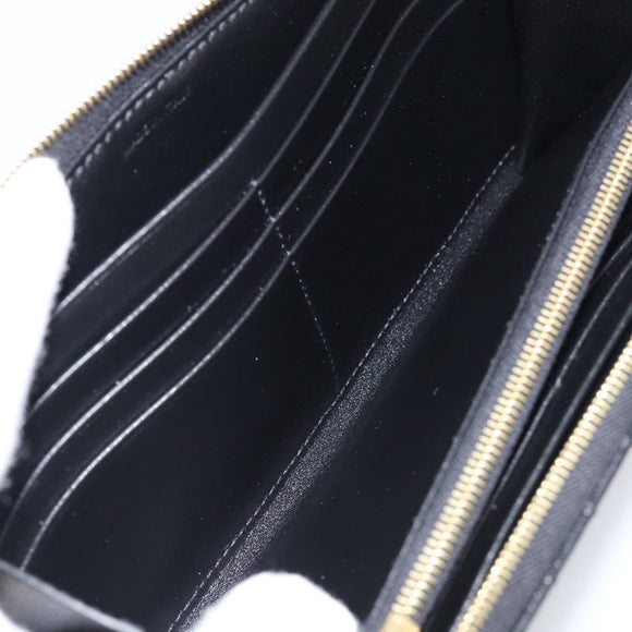 CELINE Long Wallet Leather Gold Black Auth 213198SAM
