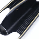 CELINE Long Wallet Leather Gold Black Auth 213198SAM-19