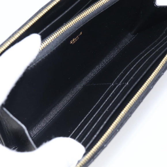 CELINE Long Wallet Leather Gold Black Auth 213198SAM