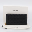 CELINE Long Wallet Leather Gold Black Auth 213198SAM-23