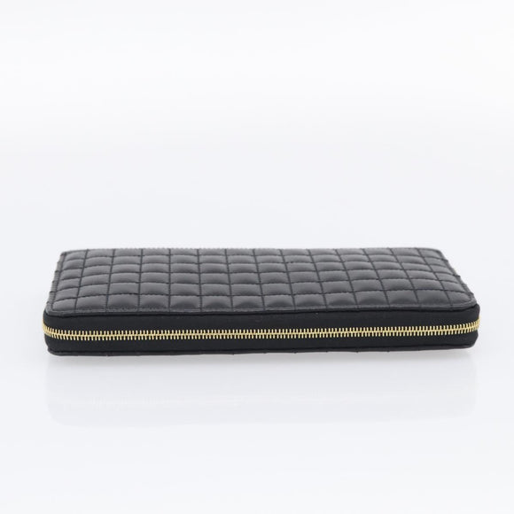 CELINE Long Wallet Leather Gold Black Auth 213198SAM