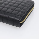 CELINE Long Wallet Leather Gold Black Auth 213198SAM-8