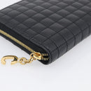 CELINE Long Wallet Leather Gold Black Auth 213198SAM-9