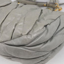 Miu Miu Matelasse Hand Bag Leather 2way Gray Gold Auth 213251V-14