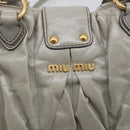 Miu Miu Matelasse Hand Bag Leather 2way Gray Gold Auth 213251V-16