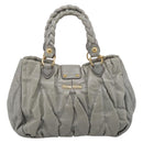 Miu Miu Matelasse Hand Bag Leather 2way Gray Gold Auth 213251V-3