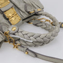Miu Miu Matelasse Hand Bag Leather 2way Gray Gold Auth 213251V-7