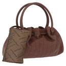 Salvatore Ferragamo Hand Bag Leather Brown Silver Auth 213258A-1