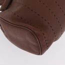 Salvatore Ferragamo Hand Bag Leather Brown Silver Auth 213258A-11