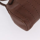 Salvatore Ferragamo Hand Bag Leather Brown Silver Auth 213258A-13