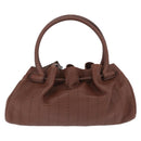 Salvatore Ferragamo Hand Bag Leather Brown Silver Auth 213258A-2