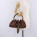 Salvatore Ferragamo Hand Bag Leather Brown Silver Auth 213258A-22