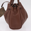 Salvatore Ferragamo Hand Bag Leather Brown Silver Auth 213258A-4