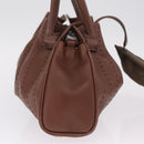 Salvatore Ferragamo Hand Bag Leather Brown Silver Auth 213258A-5