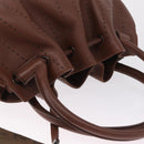 Salvatore Ferragamo Hand Bag Leather Brown Silver Auth 213258A-7