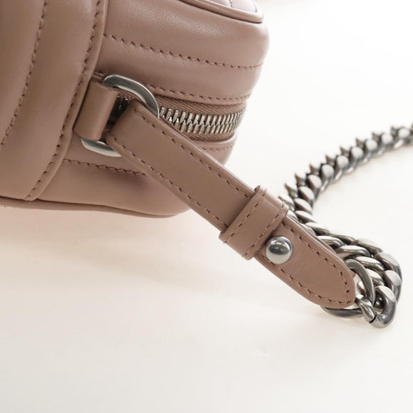 PRADA Chain Shoulder Bag Leather Beige Silver Auth 213290V