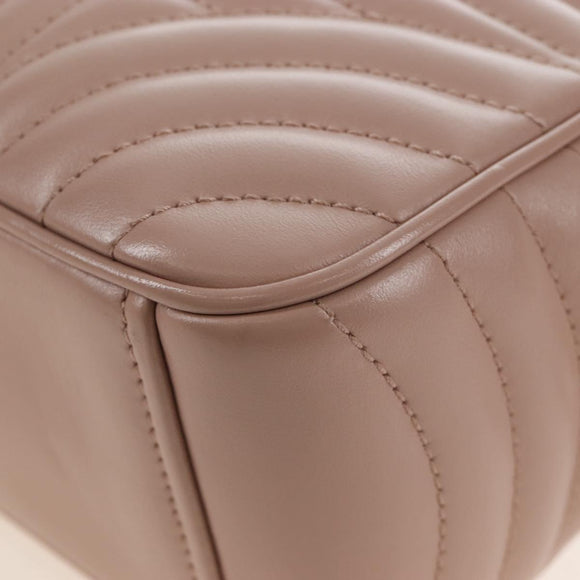 PRADA Chain Shoulder Bag Leather Beige Silver Auth 213290V