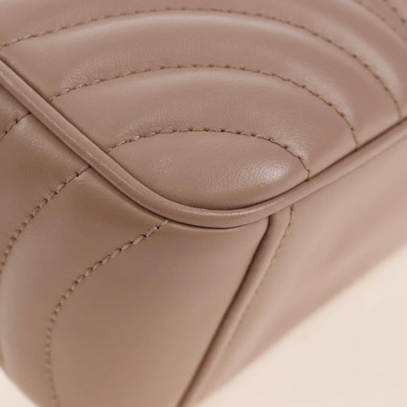 PRADA Chain Shoulder Bag Leather Beige Silver Auth 213290V