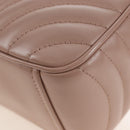 PRADA Chain Shoulder Bag Leather Beige Silver Auth 213290V-19
