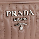 PRADA Chain Shoulder Bag Leather Beige Silver Auth 213290V-20