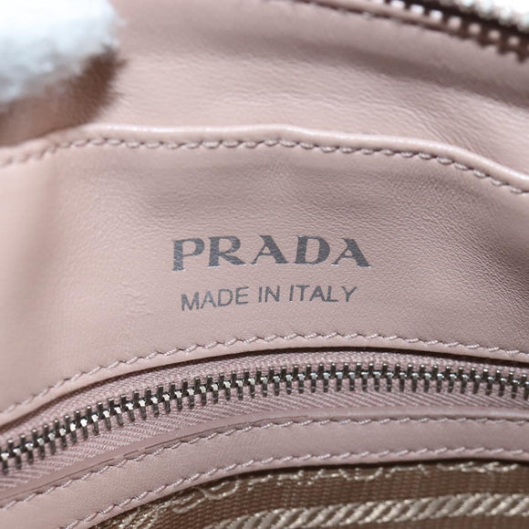 PRADA Chain Shoulder Bag Leather Beige Silver Auth 213290V