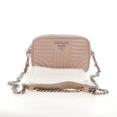 PRADA Chain Shoulder Bag Leather Beige Silver Auth 213290V-30
