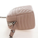 PRADA Chain Shoulder Bag Leather Beige Silver Auth 213290V-4